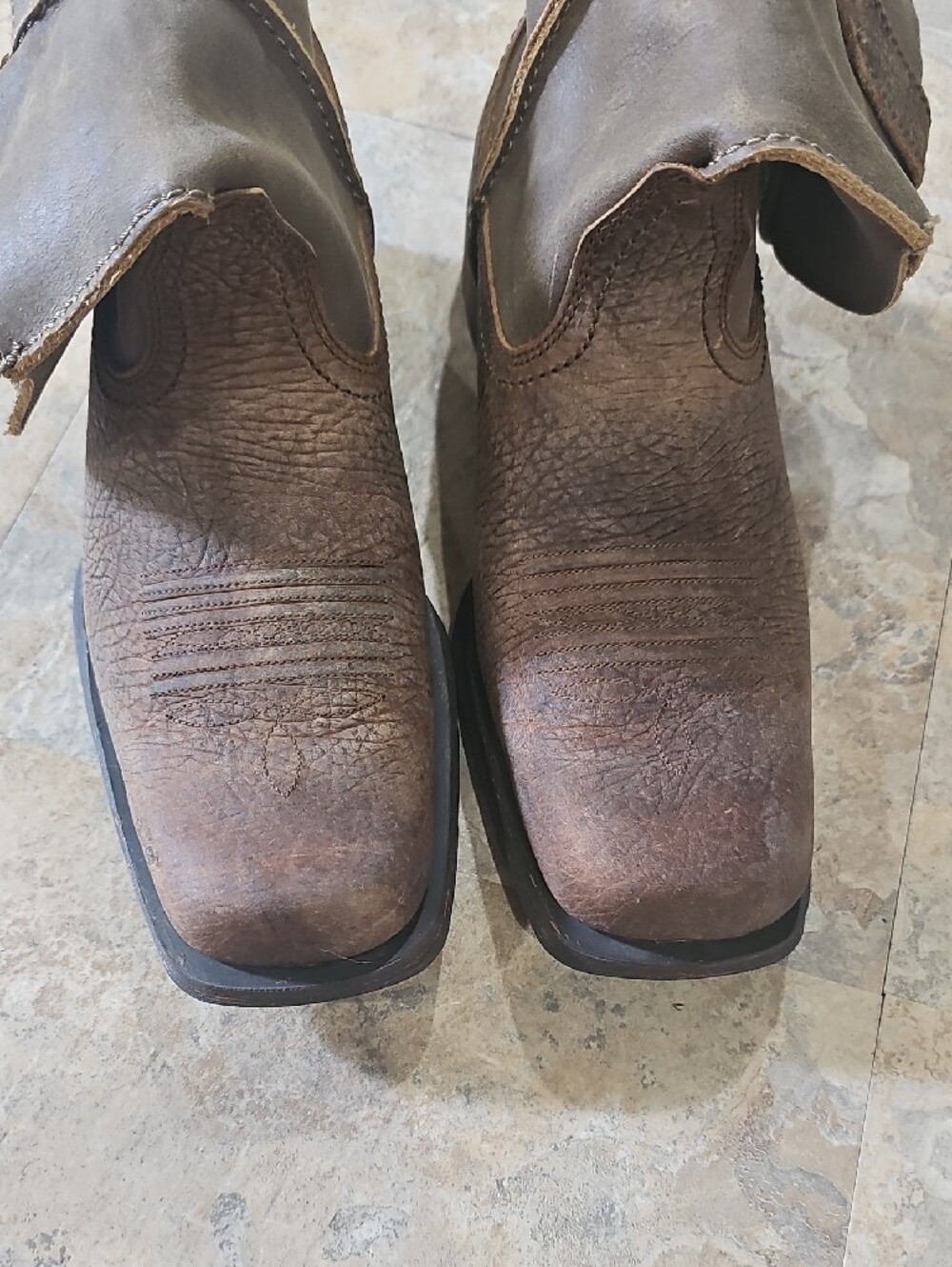 Ariat Brown Leather Mens Two-Tone Pull-On Western Boots - Picture 11 of 16